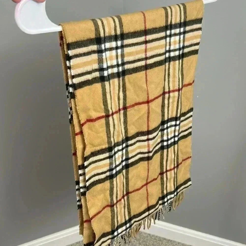 FRAAS PLAID CASHMINK SCARF Color Camel Black Red Cream - Picture 3 of 4